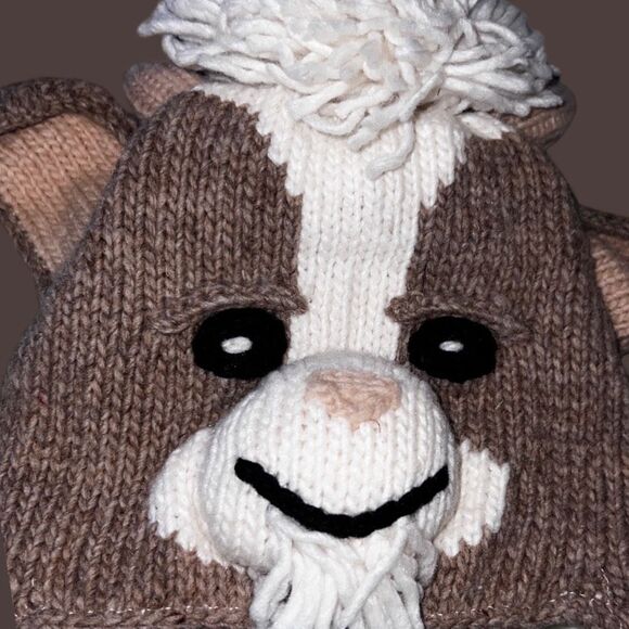 100% Wool Outer Goat Earflap Pom Pom Hat O/S - Picture 2 of 4